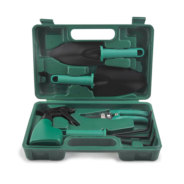YL/L05 Green 5-Piece Compact Gardening Tool Set with Durable Case - Essential for Home Gardens.