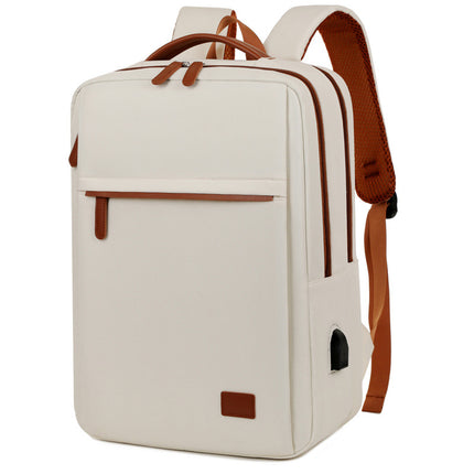 Beige Waterproof Business Backpack - 31L Capacity, Stylish and Versatile.