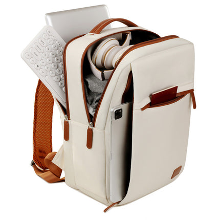 Beige Waterproof Business Backpack - 31L Capacity, Stylish and Versatile.