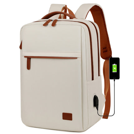 Beige Waterproof Business Backpack - 31L Capacity, Stylish and Versatile.