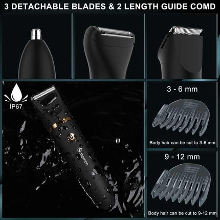 3-in-1 Waterproof Rechargeable Electric Hair Trimmer Set for Men - Professional Grooming Kit.