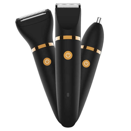 3-in-1 Waterproof Rechargeable Electric Hair Trimmer Set for Men - Professional Grooming Kit.