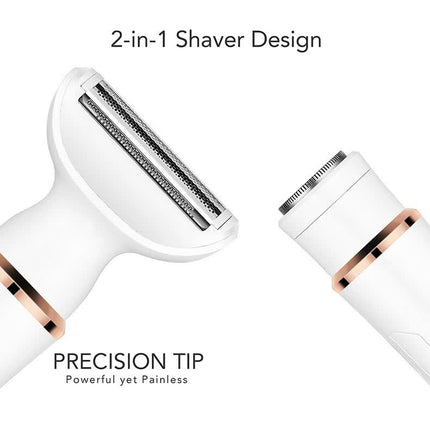 2-in-1 Electric Lady Shaver with Precision Tip - Portable and Rechargeable Grooming Tool.