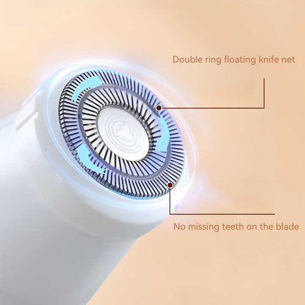2-in-1 Electric Lady Shaver with Precision Tip - Portable and Rechargeable Grooming Tool.