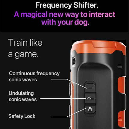 Orange Multifunctional Ultrasonic Dog Repeller & Flashlight - Long-Range SOS Emergency Light.