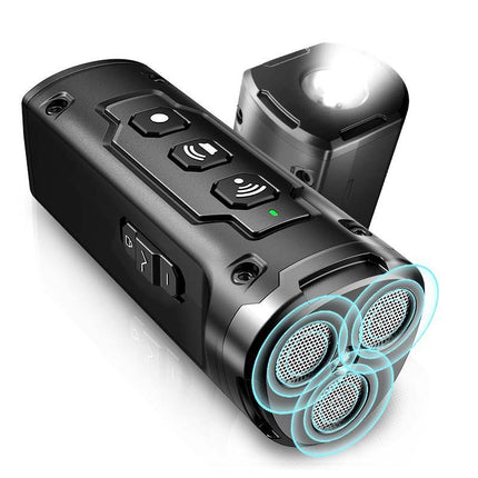 Black Multifunctional Ultrasonic Dog Repeller & Flashlight - Long-Range SOS Emergency Light.