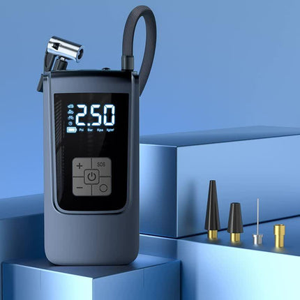 Portable Digital Tire Inflator Pump with LCD Display, Type-C Charging, and 150 PSI Max Pressure.