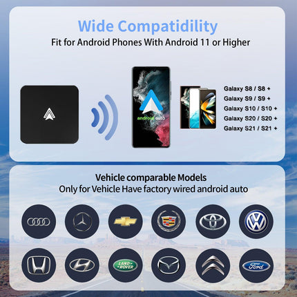 Car Wireless Android Auto Adapter - Transform Wired to Wireless, Bluetooth 5.0 & 5G WiFi.