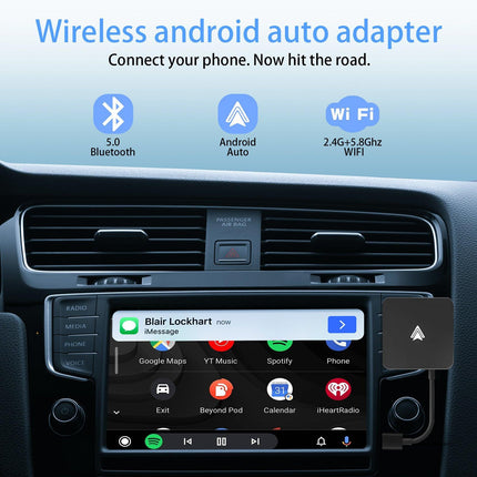 Car Wireless Android Auto Adapter - Transform Wired to Wireless, Bluetooth 5.0 & 5G WiFi.