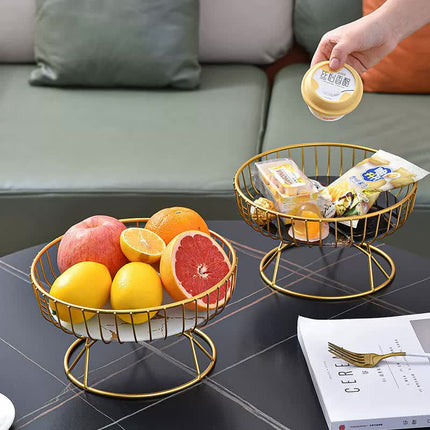 Elegant Iron Art Glass Serving Tray（White Glass) – Round Design with Gold Finish.