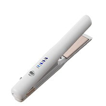 White Portable Wireless Hair Straightener with Adjustable Temperature - USB Type-C Charging, Lightweight Design.
