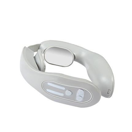 Gray 12-Level Intelligent Neck Massager with Heating Function - Pain Relief and Relaxation.