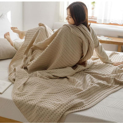 Cotton Waffle Blanket - Air Conditioning Blanket/Throw/Summer Quilt, 100*152cm,Green.