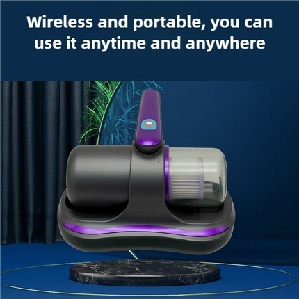 Blue Handheld Dust Mite Vacuum Cleaner - Cordless, High Suction Power, USB Rechargeable.