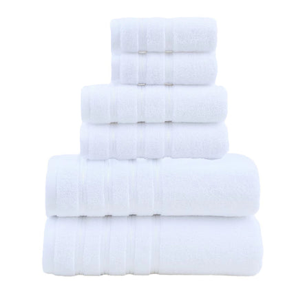 White Luxury Cotton Towel Set - 6-Piece Ultra-Soft Bath, Hand, and Washcloth Set.