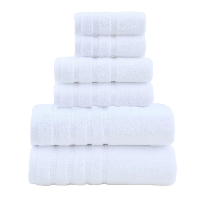 White Luxury Cotton Towel Set - 6-Piece Ultra-Soft Bath, Hand, and Washcloth Set.