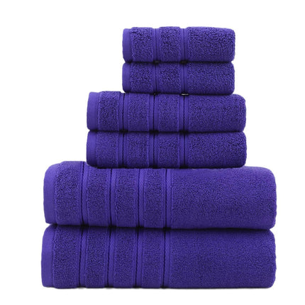 Purple Luxury Cotton Towel Set - 6-Piece Ultra-Soft Bath, Hand, and Washcloth Set.