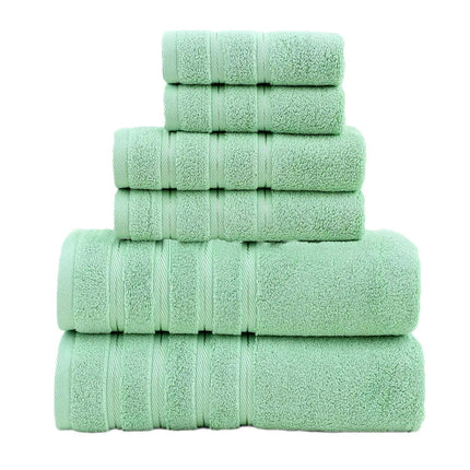 Green Luxury Cotton Towel Set - 6-Piece Ultra-Soft Bath, Hand, and Washcloth Set.
