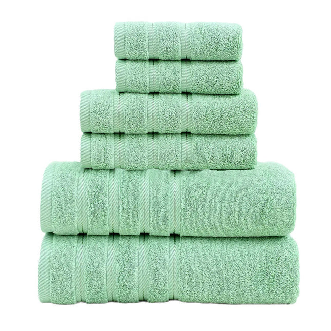 Green Luxury Cotton Towel Set - 6-Piece Ultra-Soft Bath, Hand, and Washcloth Set.