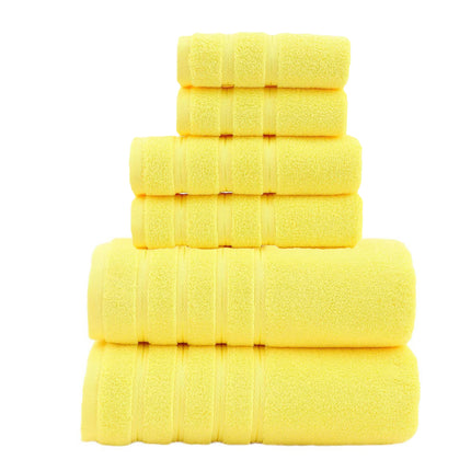 Yellow Luxury Cotton Towel Set - 6-Piece Ultra-Soft Bath, Hand, and Washcloth Set.