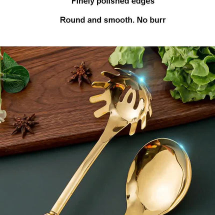 Black Gold Stainless Steel Kitchen Utensil Set - 7-Piece Golden Cooking Tools with Stand.
