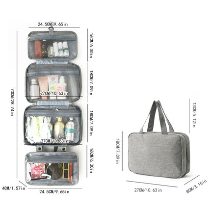Green Multipurpose Portable Travel Toiletry Bag - Waterproof Cosmetic Organizer with Zipper.
