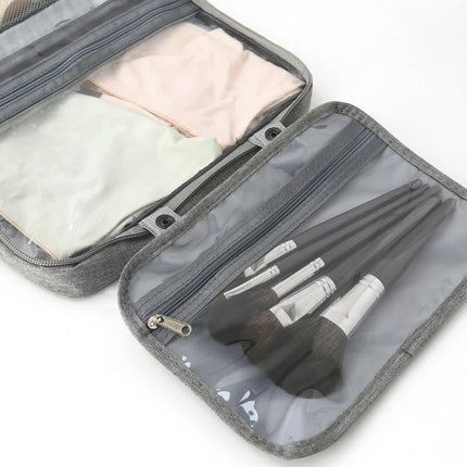 Green Multipurpose Portable Travel Toiletry Bag - Waterproof Cosmetic Organizer with Zipper.
