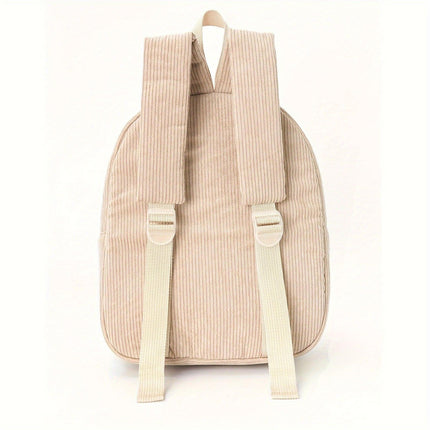Cute Khaki Dog Backpack - Soft Corduroy Material with Adjustable Straps.