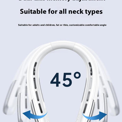 Digital Display Neck Fan - Rechargeable Portable Wearable Fan with Adjustable Speed- White 2400mAh.