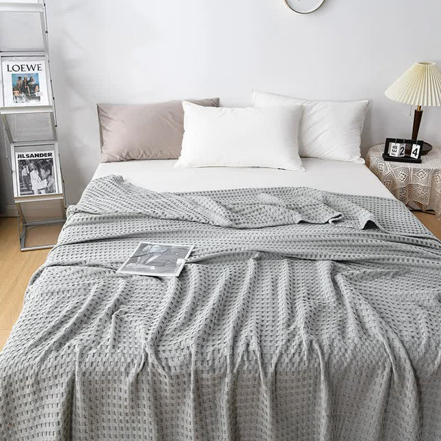 Cotton Waffle Blanket - Air Conditioning Blanket/Throw/Summer Quilt, 200*230cm,Gray.
