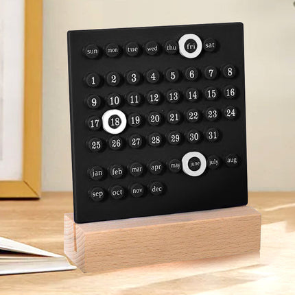 Black DIY Ring Perpetual Calendar - Creative Acrylic Desktop Calendar with Adjustable Rings.