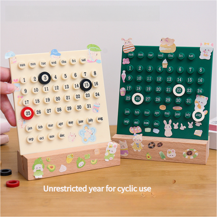 Black DIY Ring Perpetual Calendar - Creative Acrylic Desktop Calendar with Adjustable Rings.