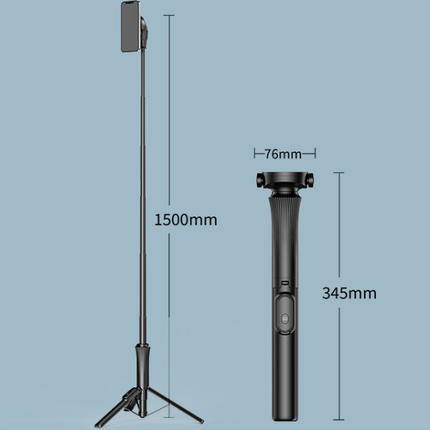White Multifunctional Foldable Selfie Stick with Tripod Stand & Bluetooth Remote.