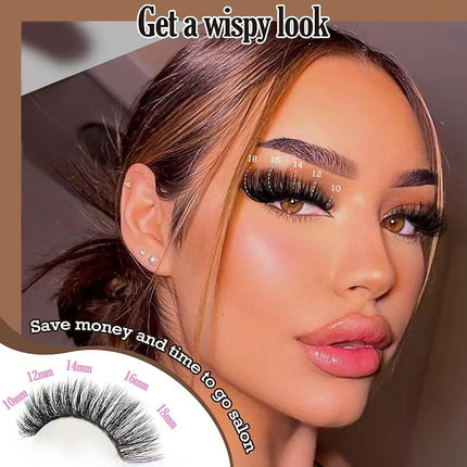 3 PCS DIY Lash Clusters Kit - 100D Fluffy & Thick False Eyelashes with Adhesive and Tools.