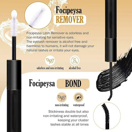 3 PCS DIY Lash Clusters Kit - 100D Fluffy & Thick False Eyelashes with Adhesive and Tools.