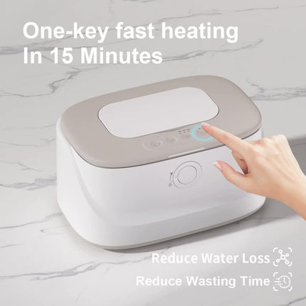 White USB-Powered Baby Wet Wipes Warmer - Portable and Adjustable Heating.