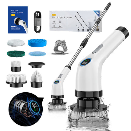 Electric Spin Scrubber with 7 Brush Heads - Cordless & Detachable Cleaning Tool.