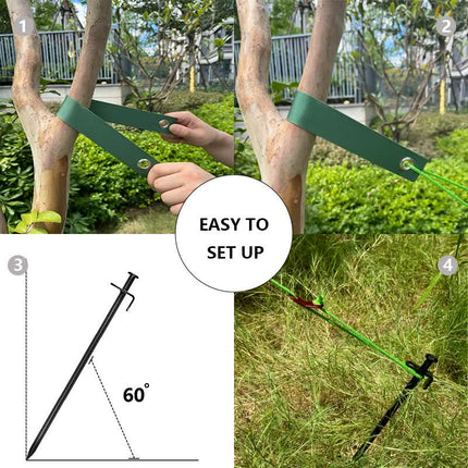 Black Spike Heavy-Duty Tree Anchoring Kit - 9-Piece Set with Ground Stakes, Straps, and Ropes.
