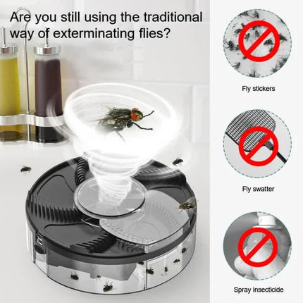 White Electric Rotating Fly Trap - 360 Degree Efficient Insect Catcher for Indoor Use.