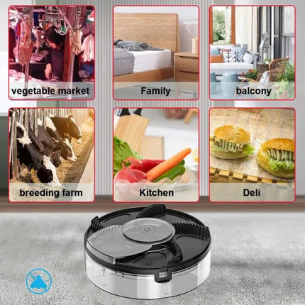 White Electric Rotating Fly Trap - 360 Degree Efficient Insect Catcher for Indoor Use.