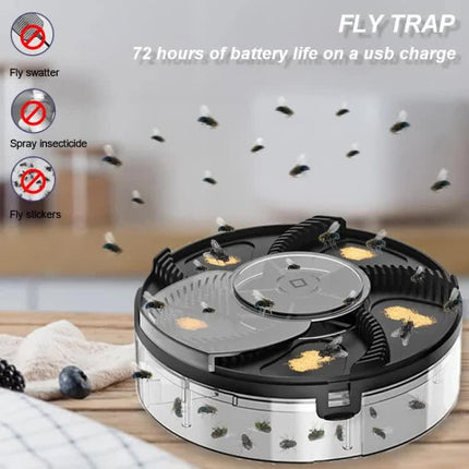 White Electric Rotating Fly Trap - 360 Degree Efficient Insect Catcher for Indoor Use.
