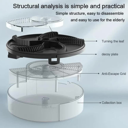 White Electric Rotating Fly Trap - 360 Degree Efficient Insect Catcher for Indoor Use.