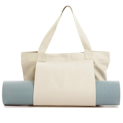 Khaki Yoga Mat Tote Bag - Multi-Purpose Gym Bag with Yoga Mat Holder.