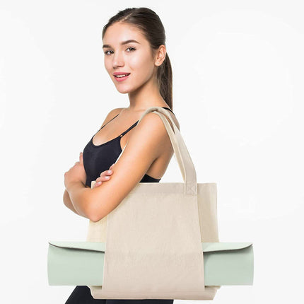 Khaki Yoga Mat Tote Bag - Multi-Purpose Gym Bag with Yoga Mat Holder.