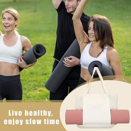 Khaki Yoga Mat Tote Bag - Multi-Purpose Gym Bag with Yoga Mat Holder.