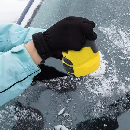 Yellow Rechargeable Electric Ice Scraper - Handheld Windshield Defroster.