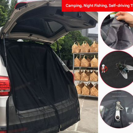 S Magnetic Car Tailgate Mosquito Net - Camping and Outdoor Bug Screen.