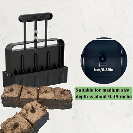 5x5 Soil Block Maker - Durable Handheld Gardening Tool for Seed Starting.