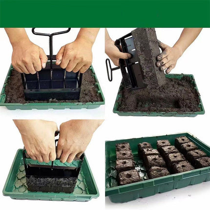5x5 Soil Block Maker - Durable Handheld Gardening Tool for Seed Starting.