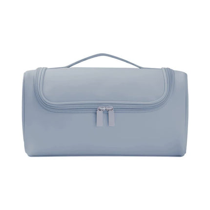 Blue Portable Hair Styling Tool Organizer - Travel Storage Bag with Compartments.